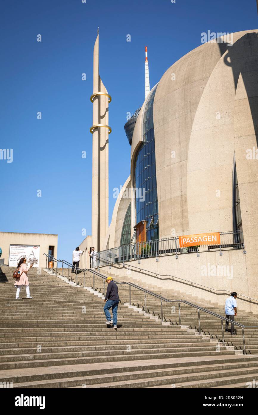 the DITIB mosque of the Turkish-Islamic Union for Religious Affairs in the town district Ehrenfeld, architect Paul Boehm, Colonius, Cologne, Germany. Stock Photo