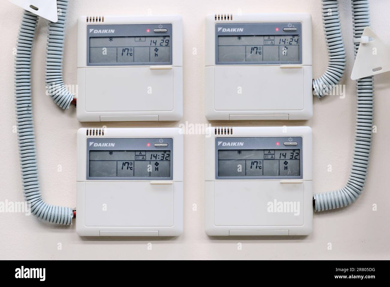 Wallmounted control panel for a group of industrial air conditioners