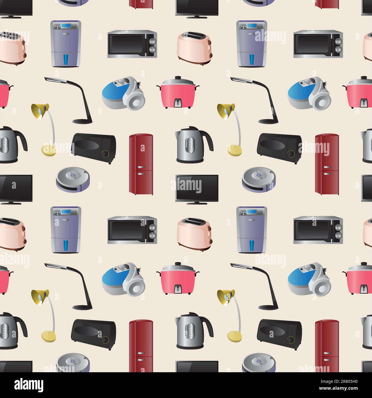 Household appliances seamless pattern Stock Vector