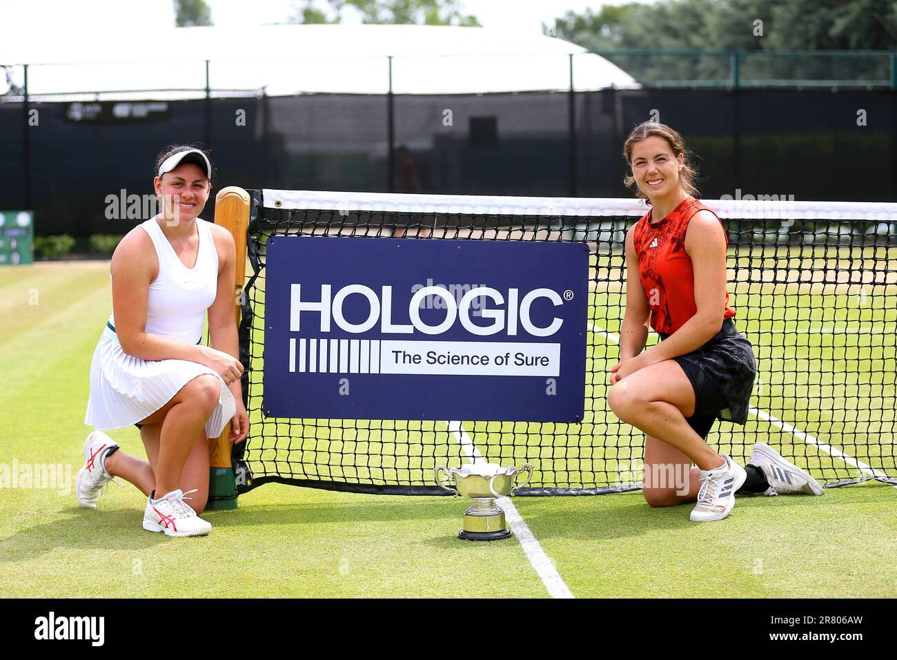 Ingrid Neel (left) and Ulrikke Eikeri pose for a photo with the trophy