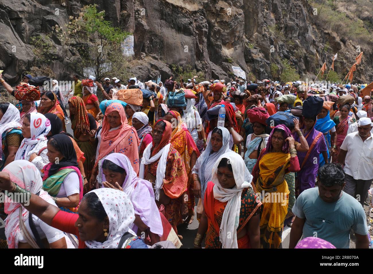 Pune India 14 July 2023 Cheerful Pilgrims At Palkhi During 