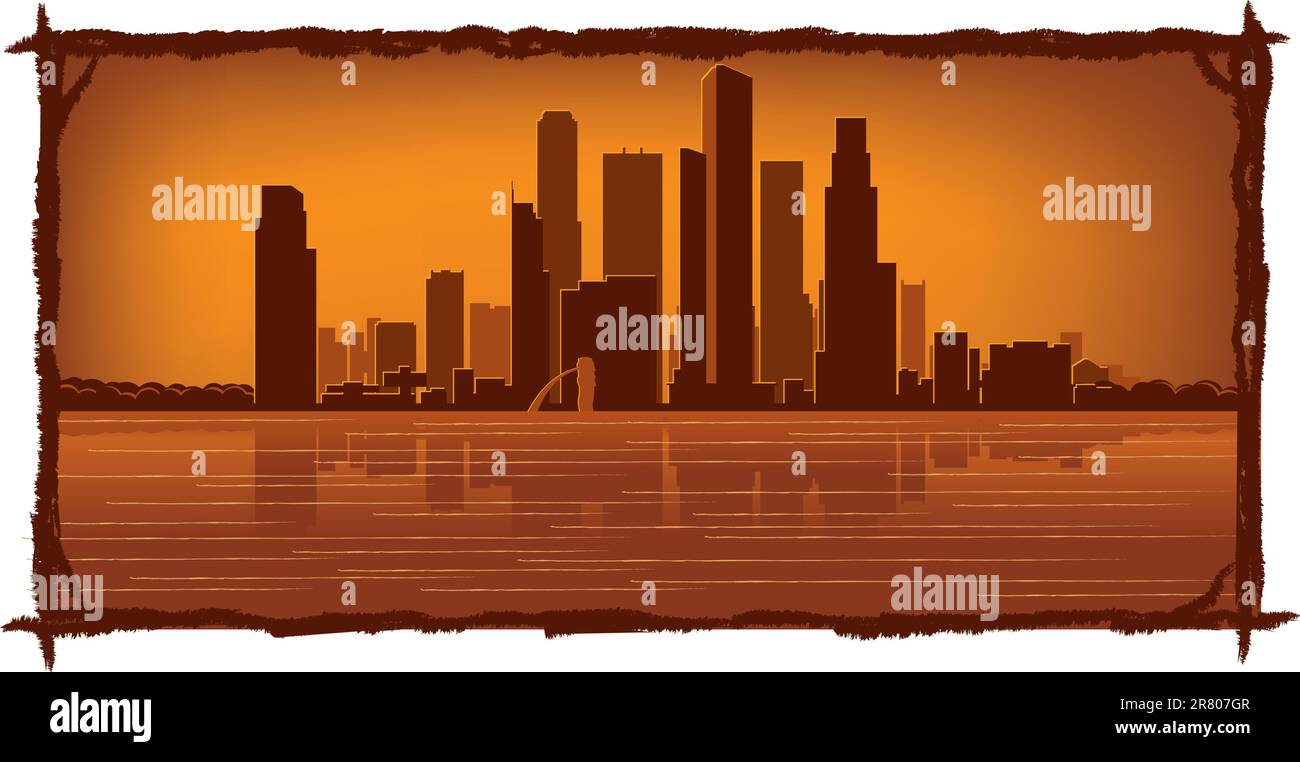 Singapore skyline with reflection in water Stock Vector