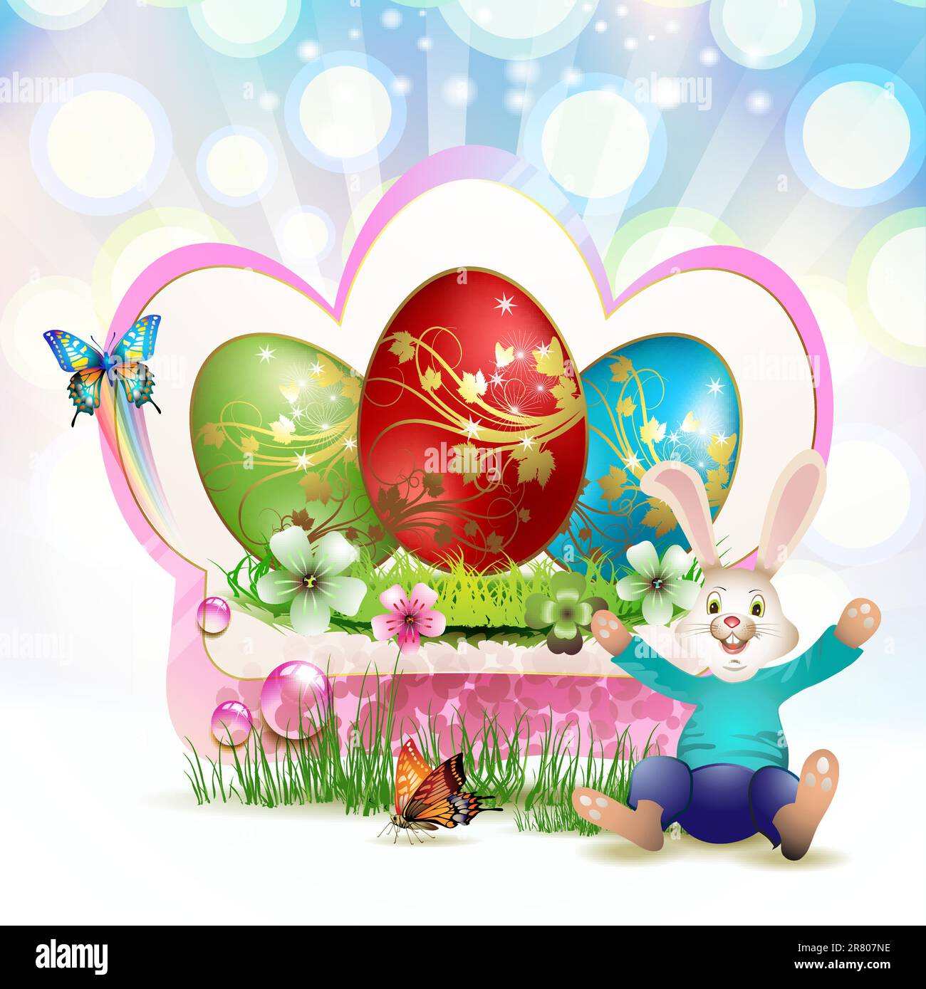 Easter card with red eggs and bunny Stock Vector Image & Art - Alamy