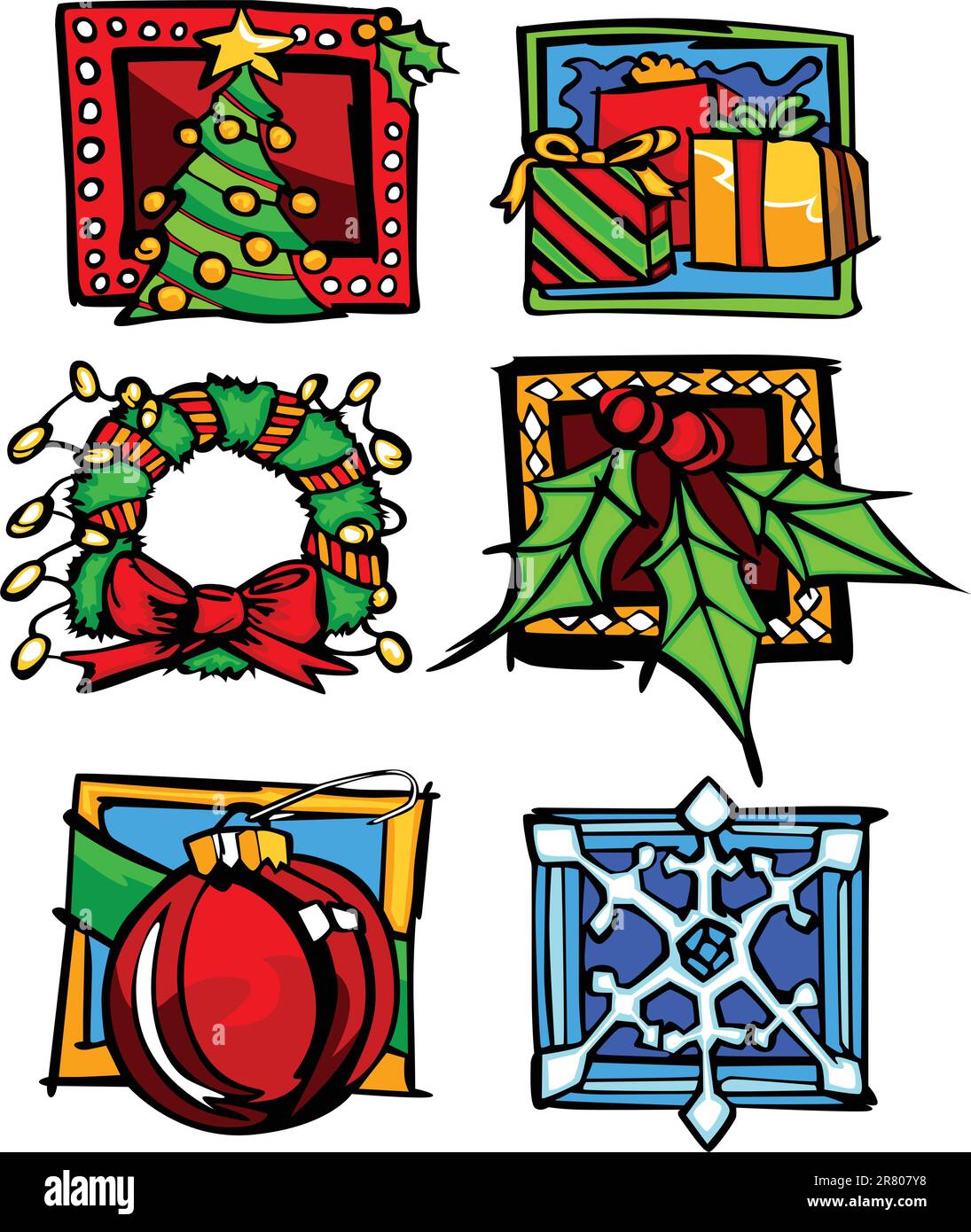 Assortment of Vector Winter Christmas and Holiday Seasonal Image Icons ...