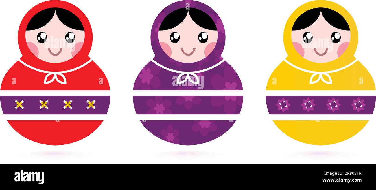 Cute colorful Russian Dolls. Vector Illustration Stock Vector Image