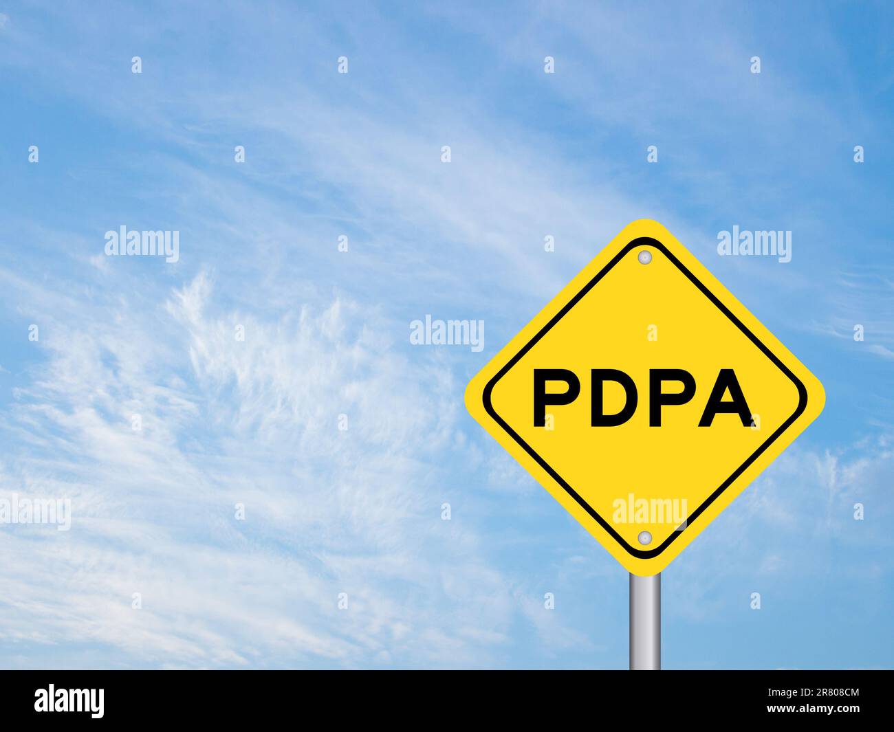 Yellow transportation sign with word PDPA (Abbreviation of personal