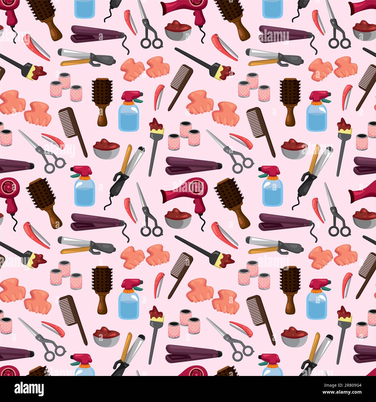 hairdressing KIT seamless pattern Stock Vector
