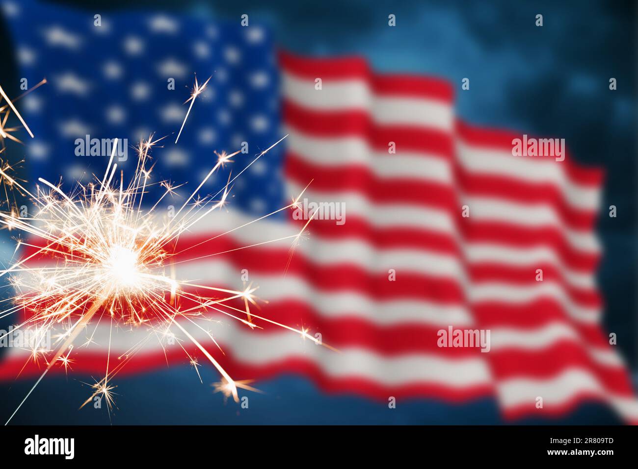Vintage Celebration With Sparklers And Defocused American Flag - 4th Of ...