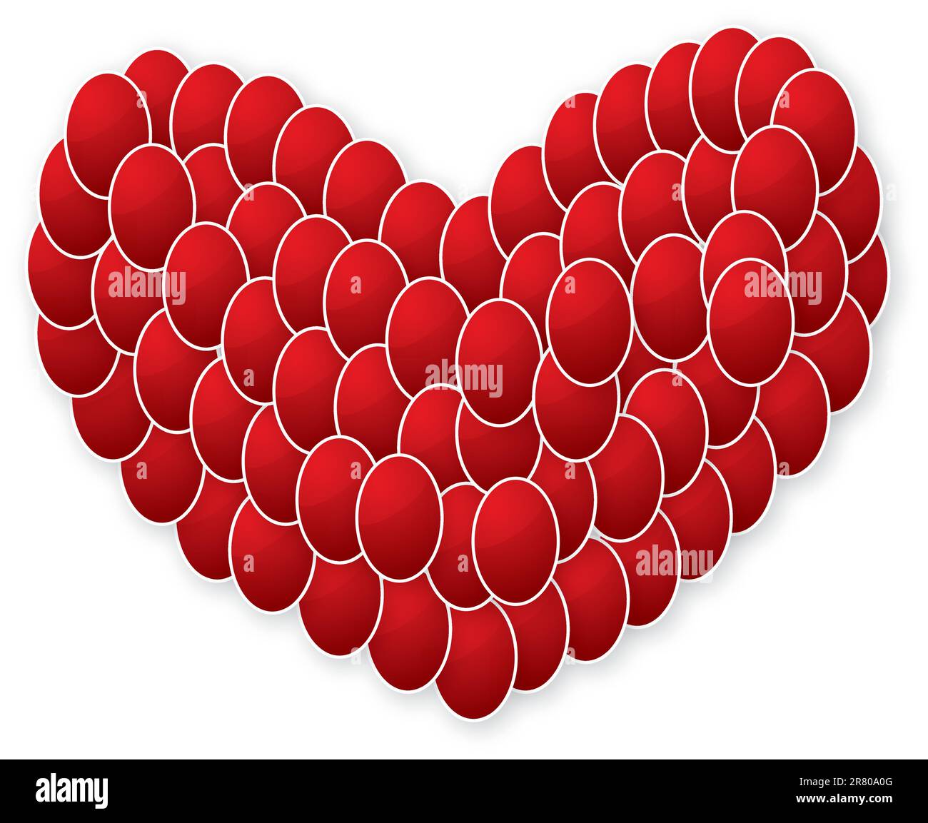 red heart made from eggs Stock Vector
