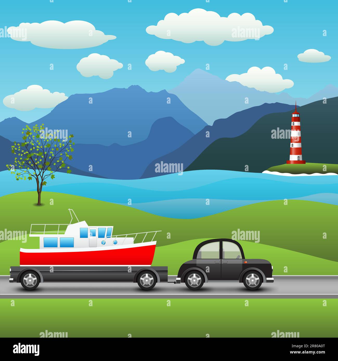How to tow a boat Stock Vector Images - Alamy