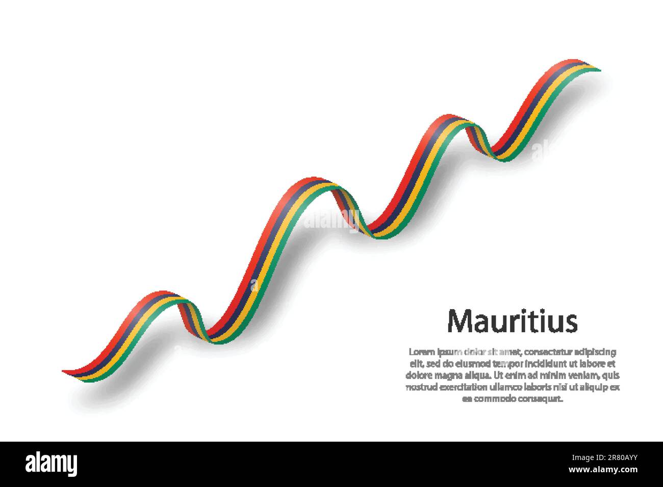 Waving ribbon or banner with flag of Mauritius. Template for ...