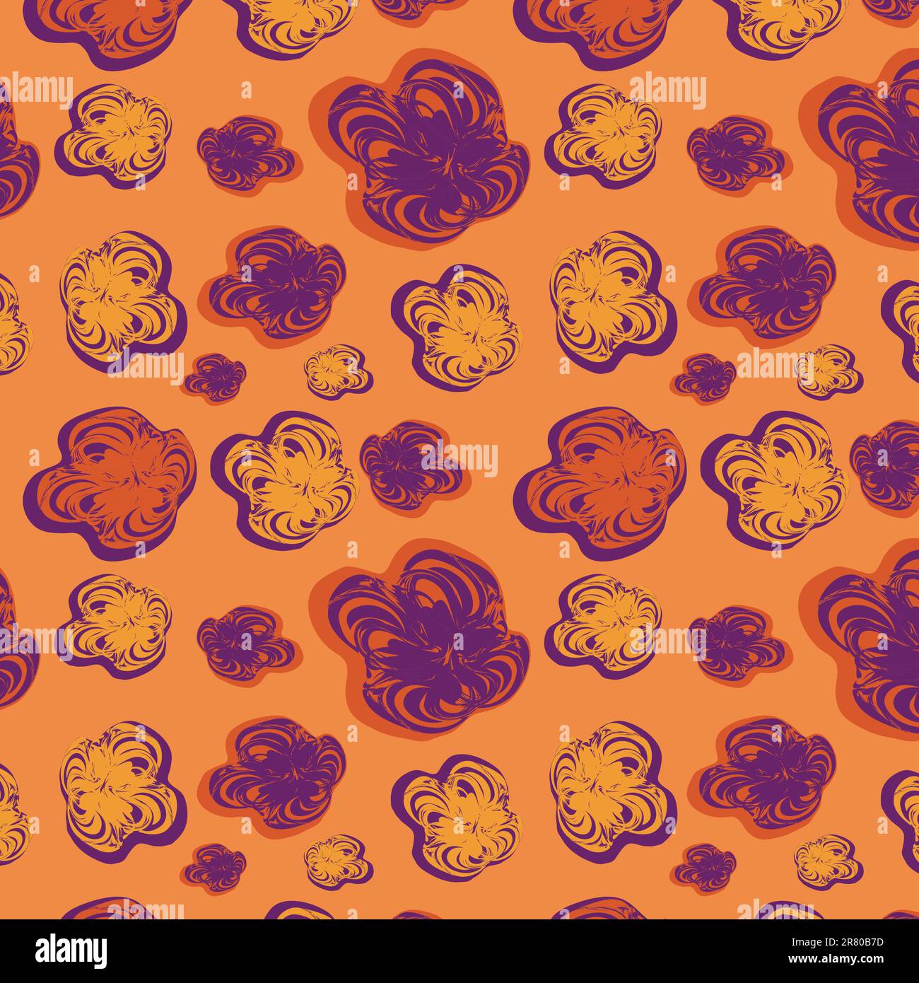 Orange seamless background with original elements, vector, illustration Stock Vector