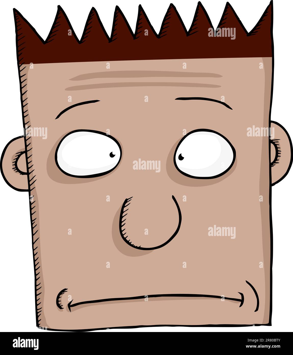 Cartoon of worried person with spiked hair over white background Stock Vector