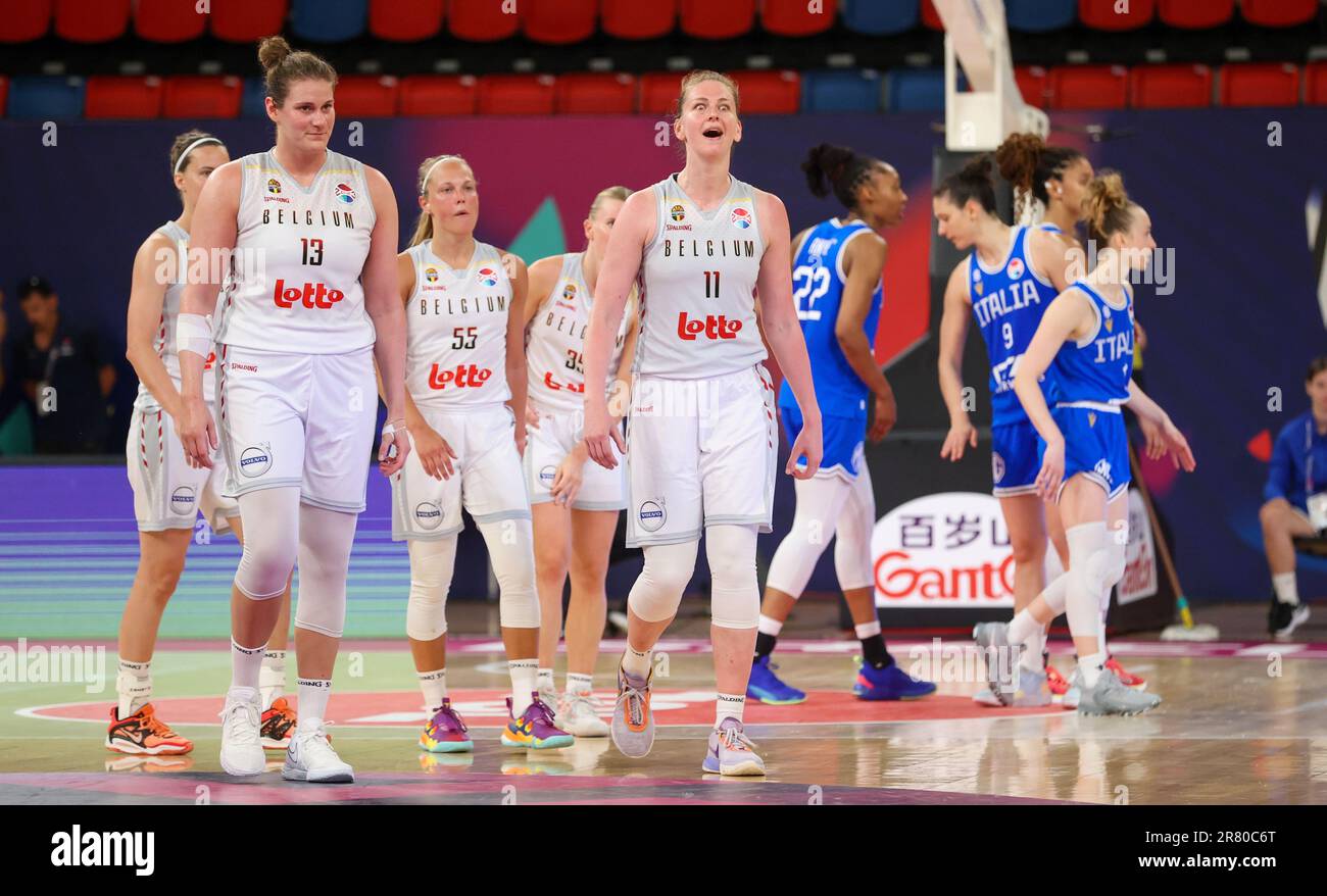 Belgian Cats' players celebrates after they qualified for the next round of  the FIBA Women EuroBasket 2023 European Championships after a basketball  game between the Belgian national women's basket team 'the Belgian