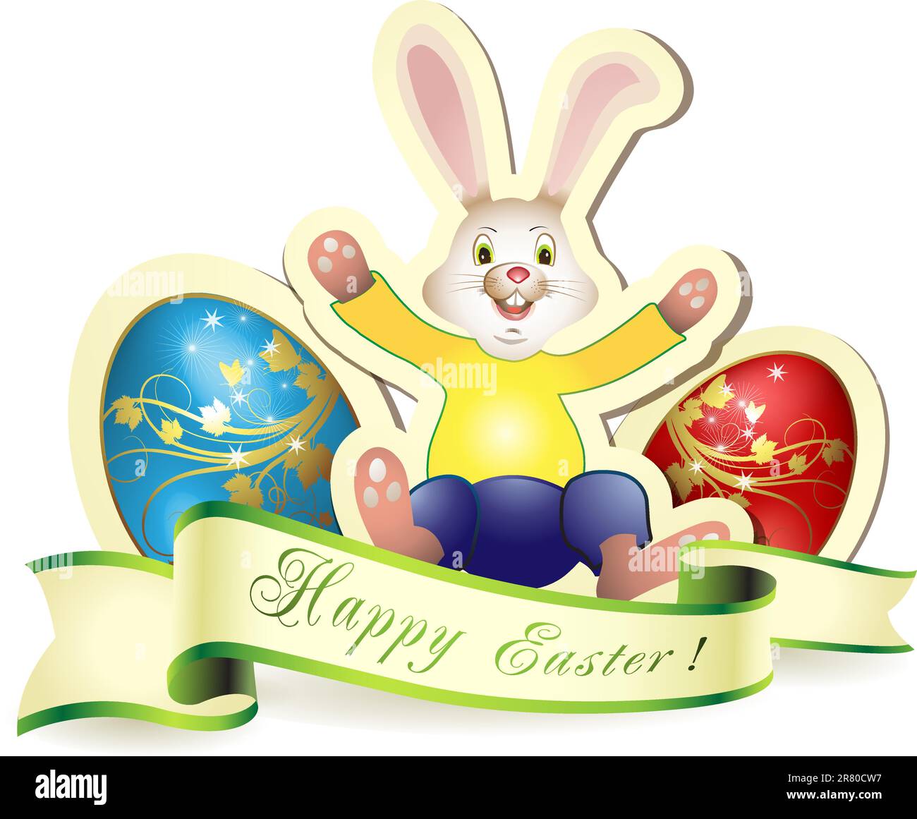 Bunny with eggs over white background Stock Vector Image & Art - Alamy