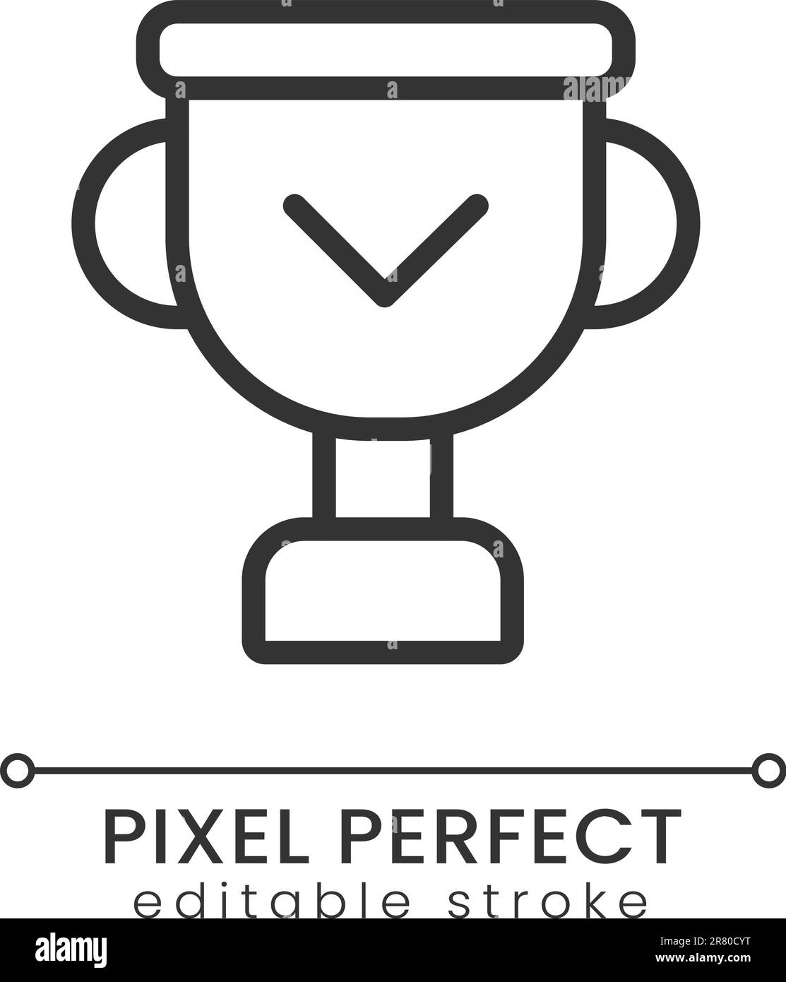 Winner cup pixel perfect linear icon Stock Vector