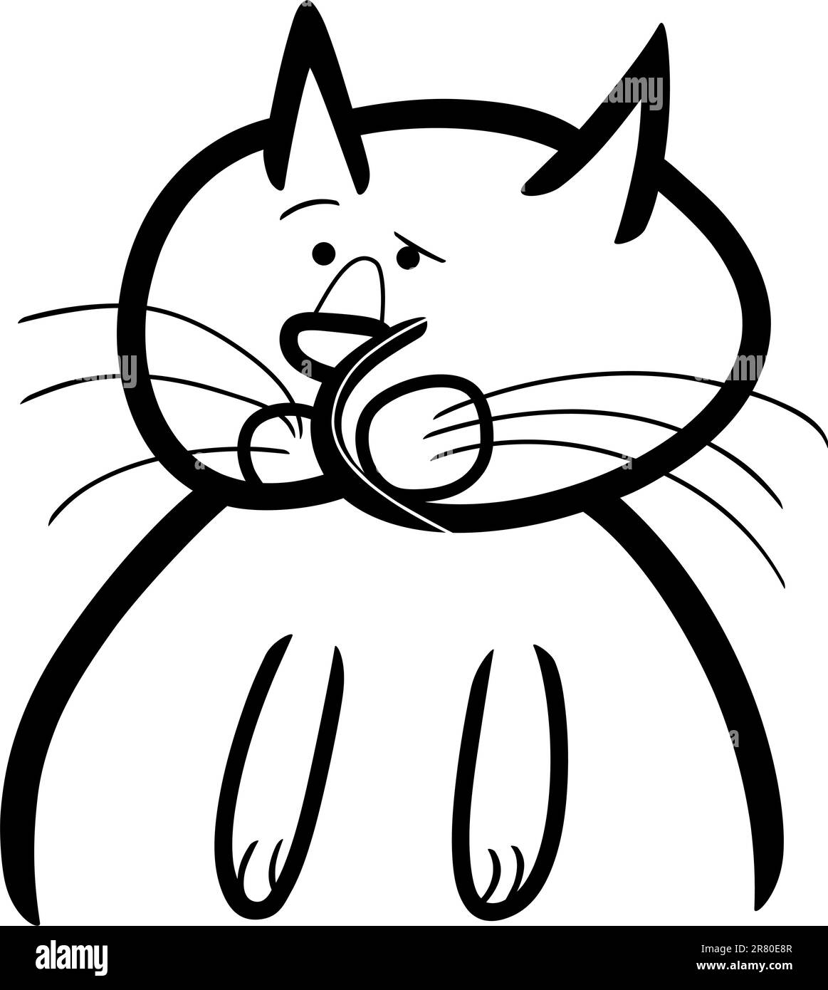cartoon doodle illustration of cat or kitten for coloring book Stock Vector