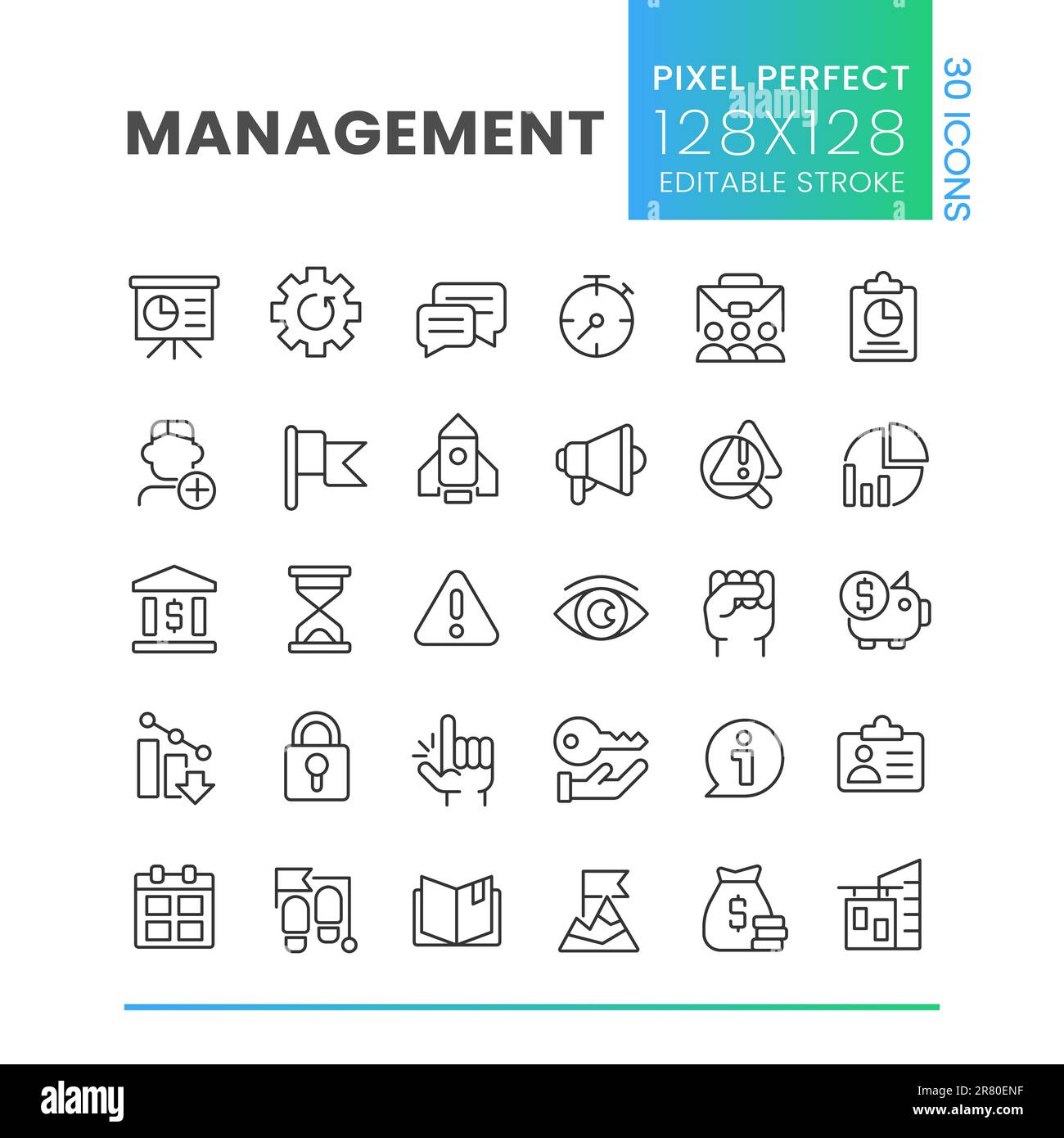 Management pixel perfect linear icons set Stock Vector Image & Art - Alamy