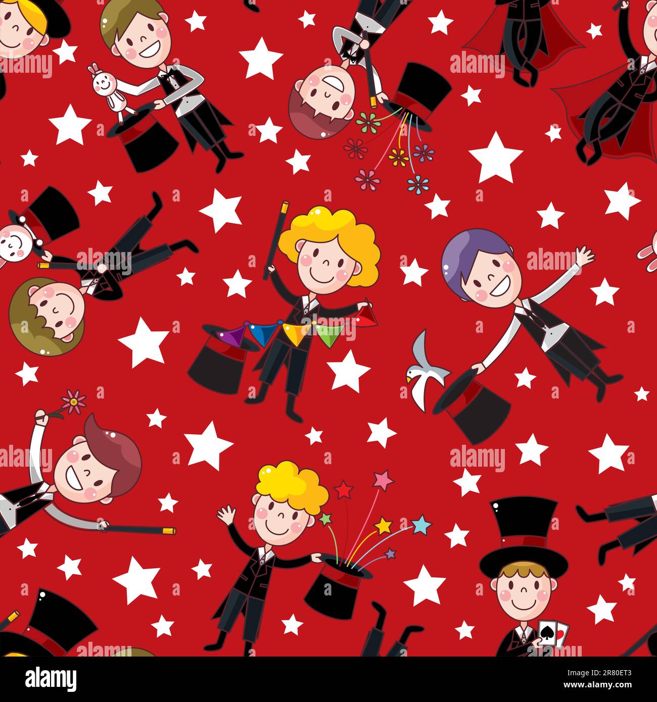 Cartoon magician seamless pattern Stock Vector