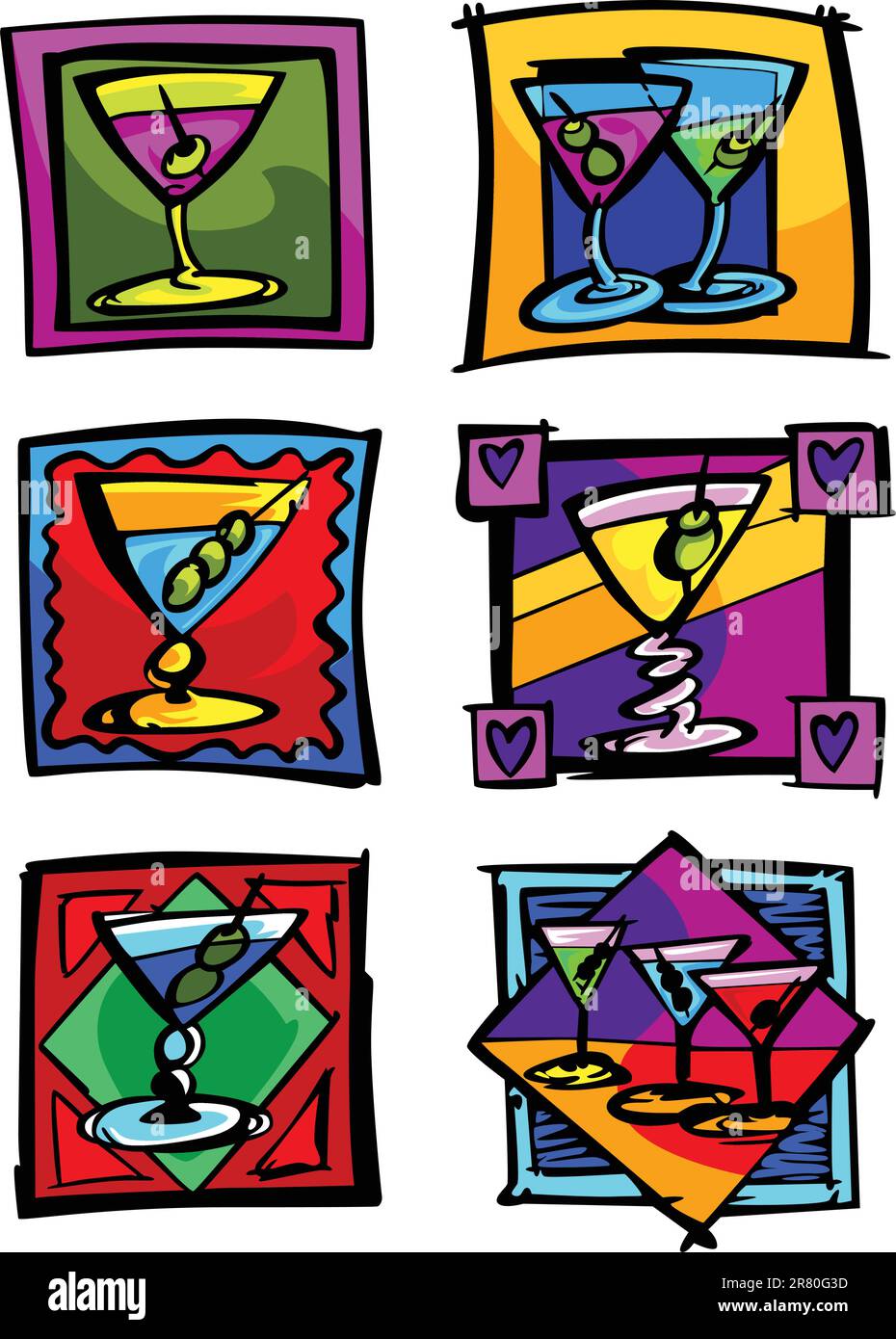 Vector Group of Martini Glass Illustrations Stock Vector Image & Art ...