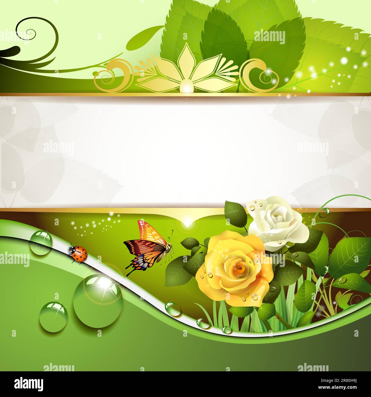 Springtime background with roses and butterfly Stock Vector Image & Art ...