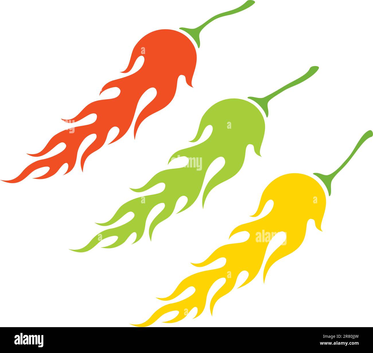 Illustration of the three kinds of peppers in the form of a flame Stock Vector
