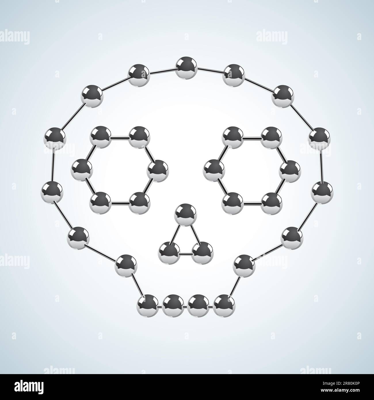 Illustration of the chemical structure in the shape of the skull Stock Vector