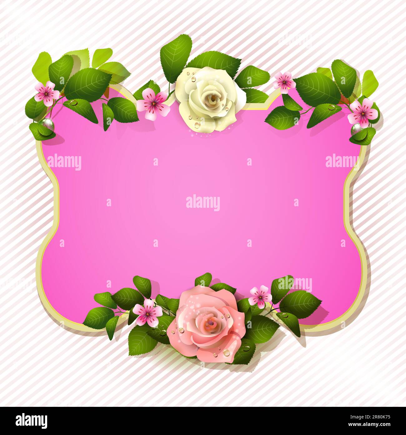 Pink mirror with roses Stock Vector