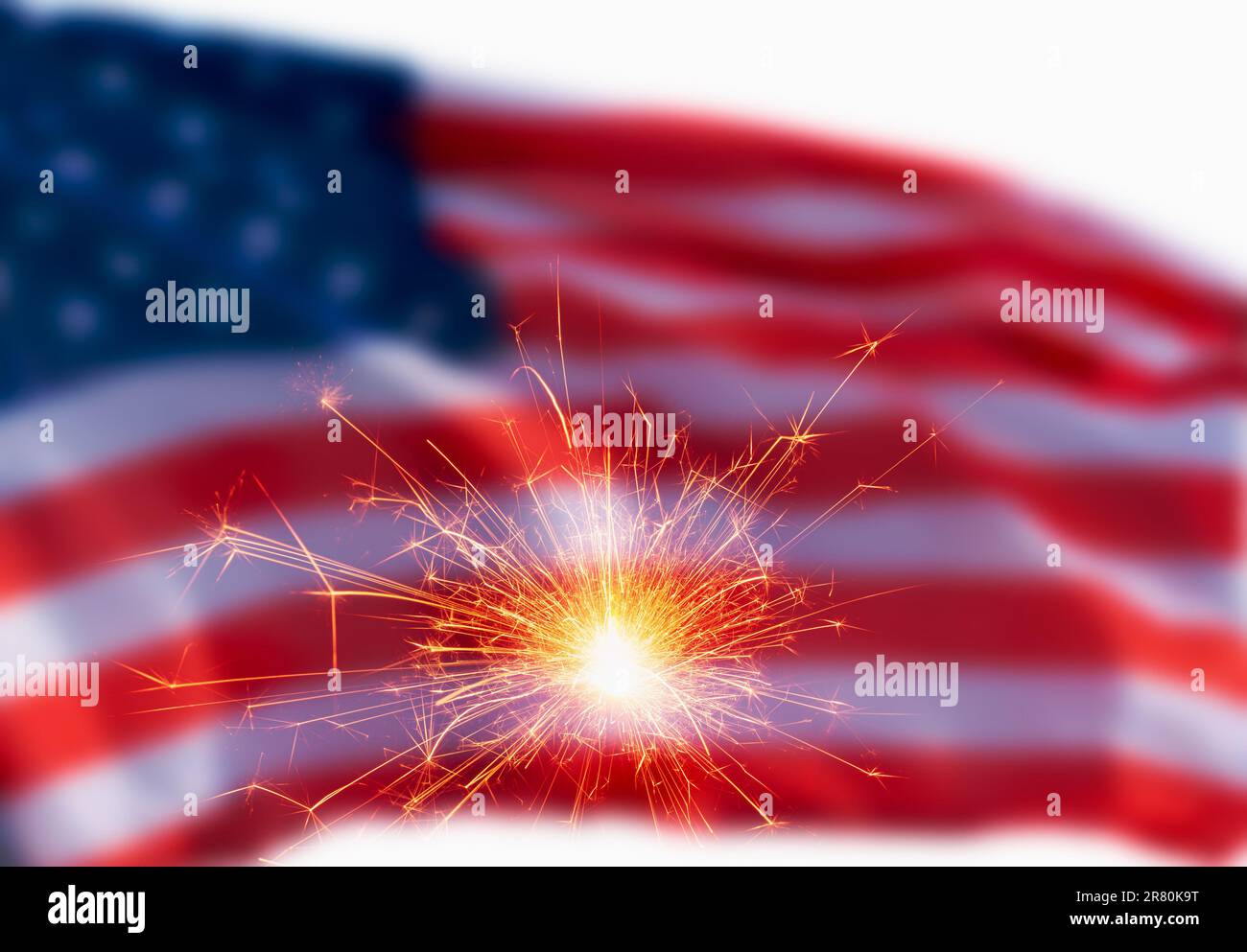 Vintage Celebration With Sparklers And Defocused American Flag - 4th Of ...