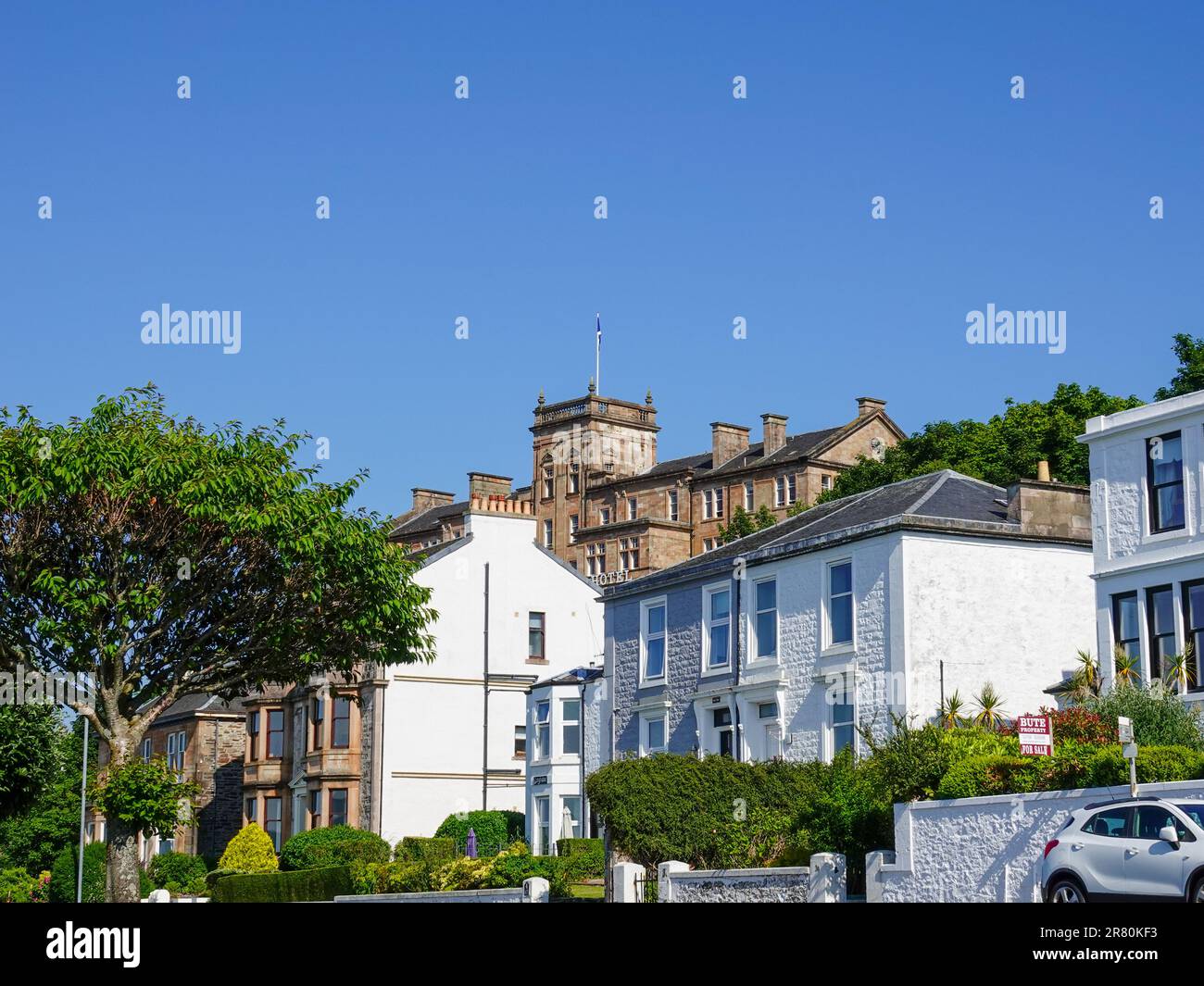The Glenburn Hotel, towering over buildings along the esplanade on
