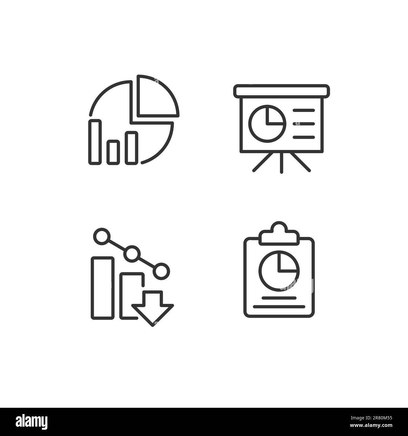 Business analytics pixel perfect linear icons set Stock Vector Image ...