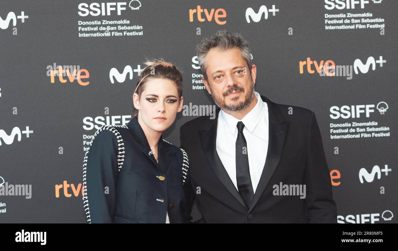Benedict Andrews (Director) an Kristen Stewart (Actress) at the San Sebastián International Film Festival in Spain the 20th of September, 2019. Stock Photo