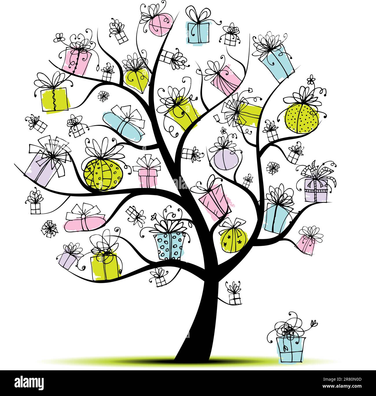 Cartoon christmas tree gift boxes Cut Out Stock Images & Pictures - Alamy