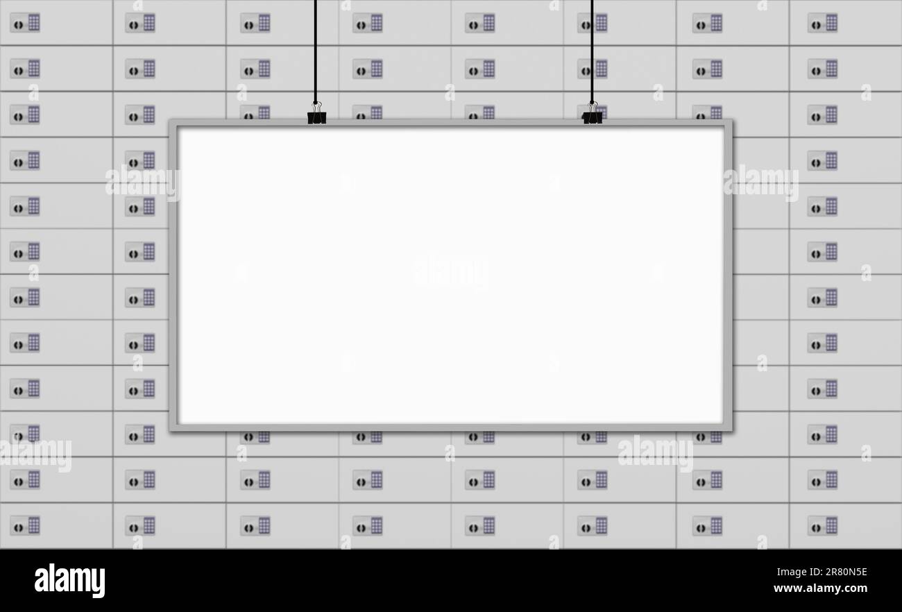 blank white board on a deposit boxes background Stock Photo