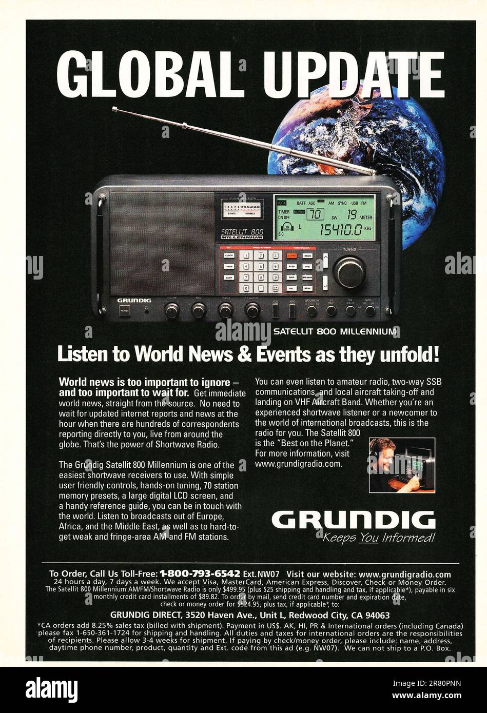 Grundig Satellit 800 radio advert in a magazine  June 2002 Stock Photo