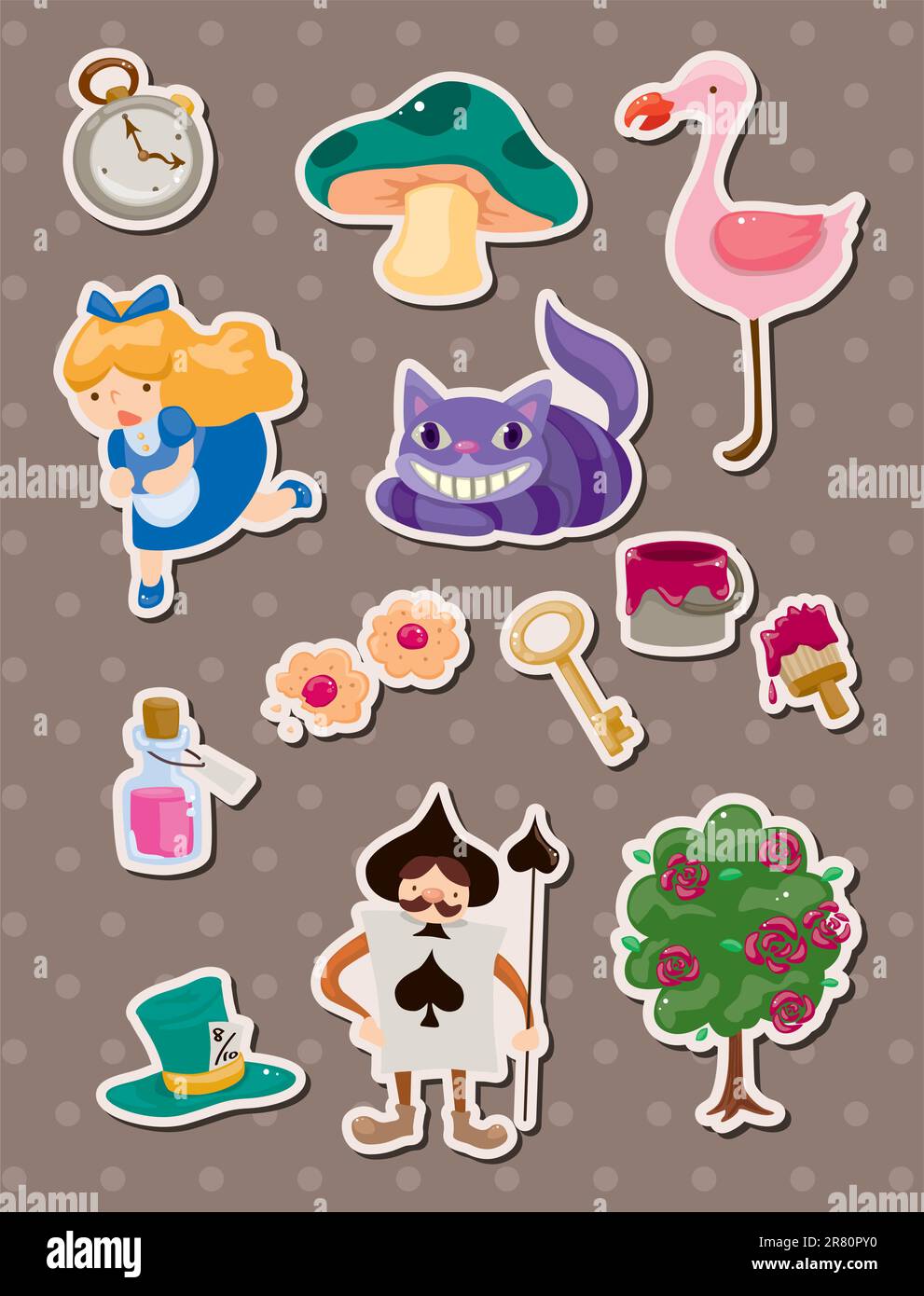 Alice in Wonderland stickers Stock Vector Image & Art Alamy