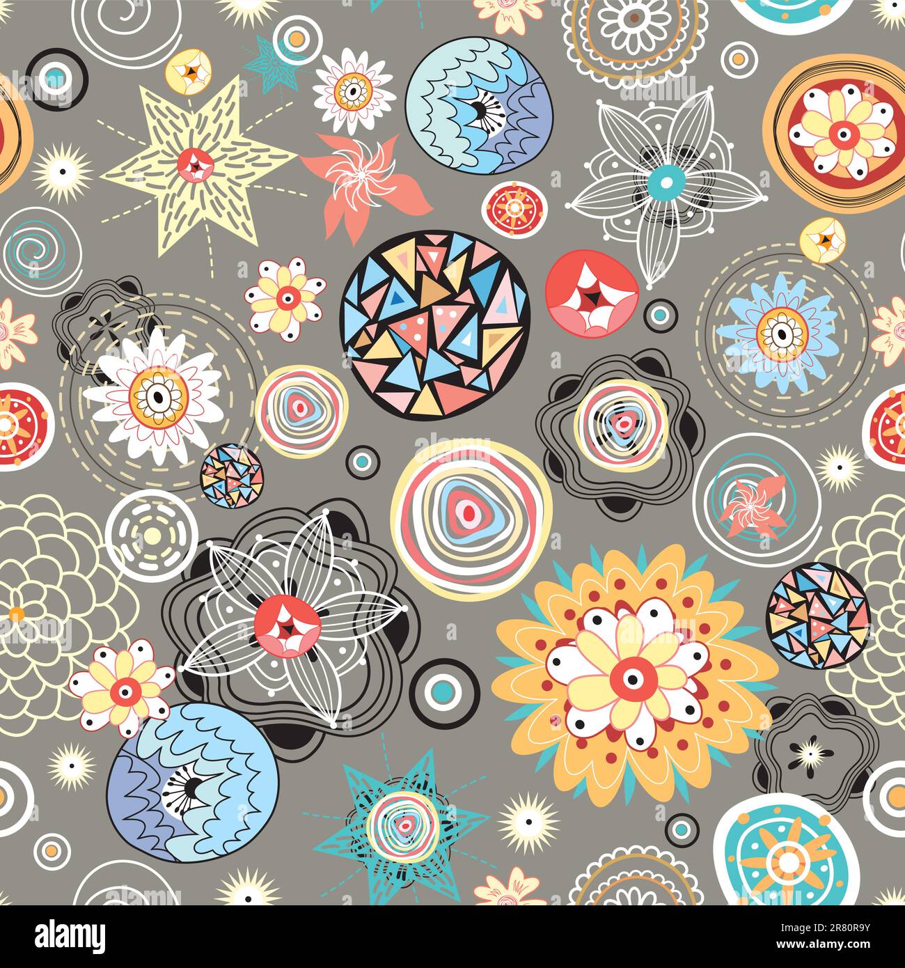 Seamless bright abstract pattern on a brown background Stock Vector