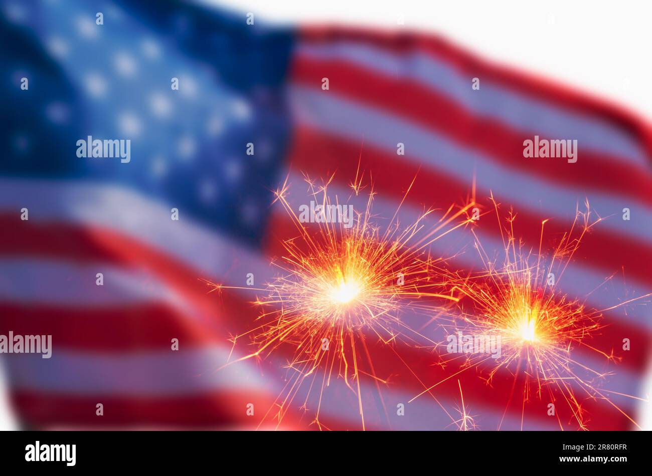 Vintage Celebration With Sparklers And Defocused American Flag - 4th Of ...