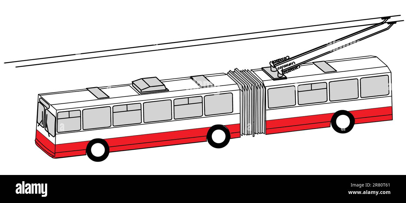 trolley bus silhouette on white background, vector illustration Stock Vector