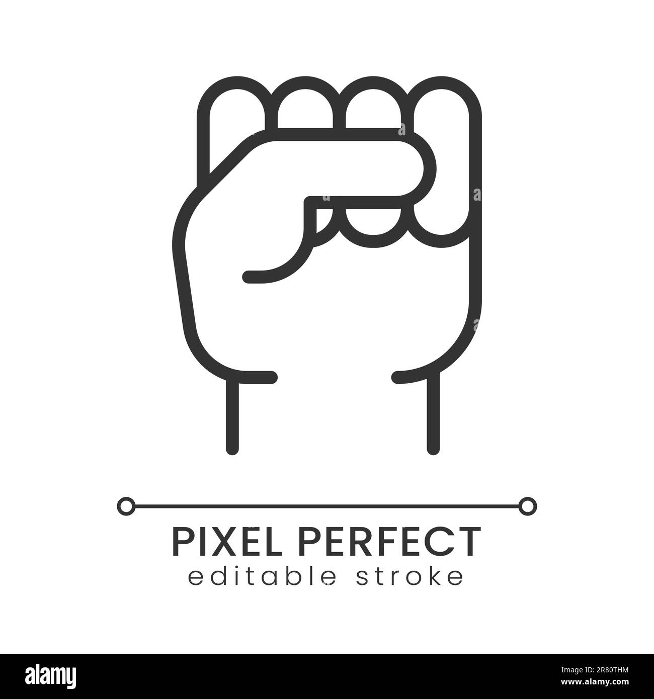 Raised fist yellow pixel perfect linear icon Stock Vector Image & Art