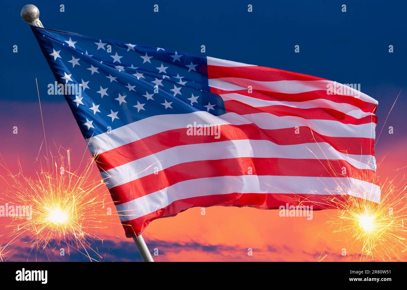 American Celebration - Usa Flag And Sparklers At Sunset, 4th of July ...