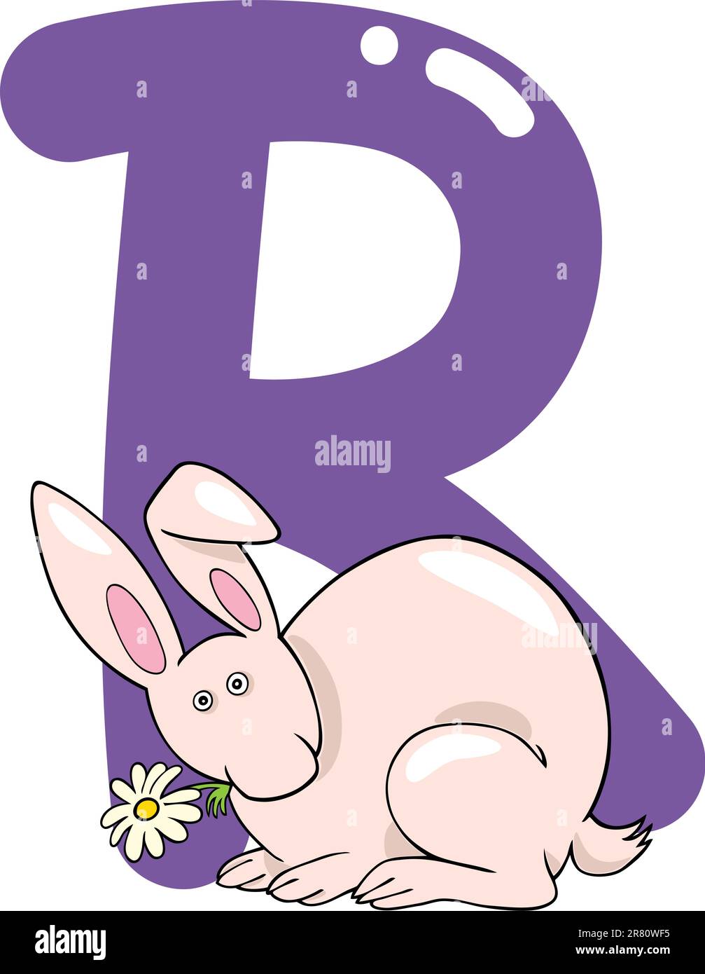 cartoon illustration of R letter for rabbit Stock Vector Image & Art ...