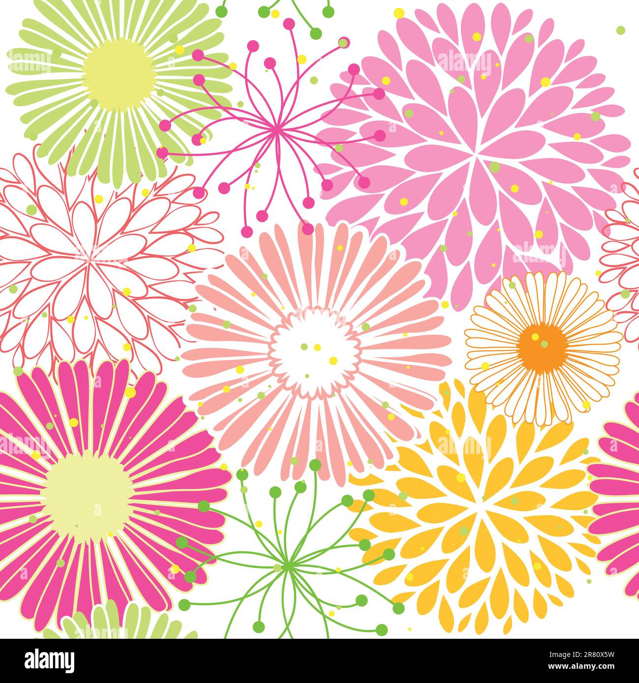 Abstract springtime colorful flower seamless pattern background Stock Vector