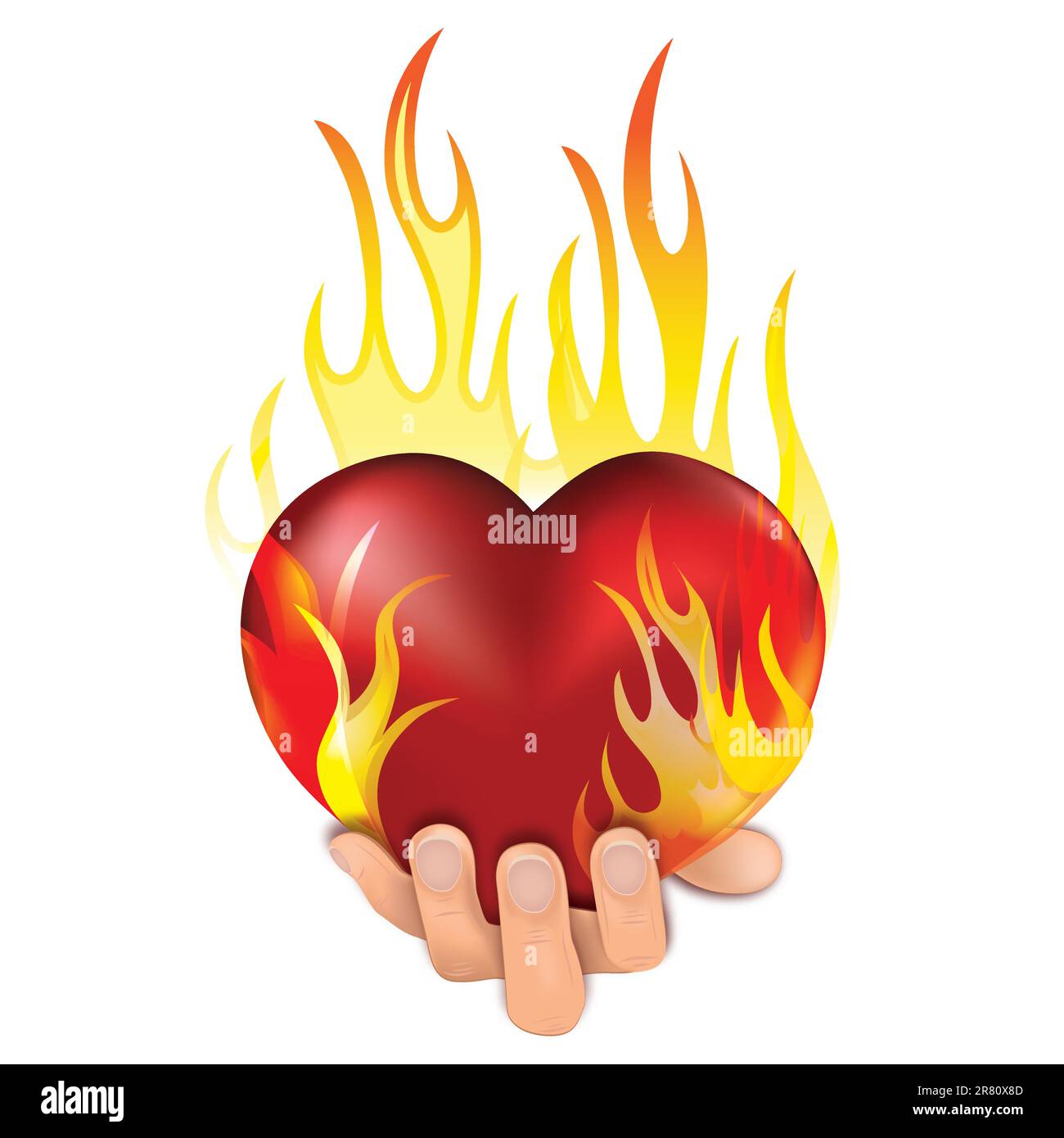 Heart love in fire icon gift to woman. Valentine day passion illustration. Eps10. Stock Vector