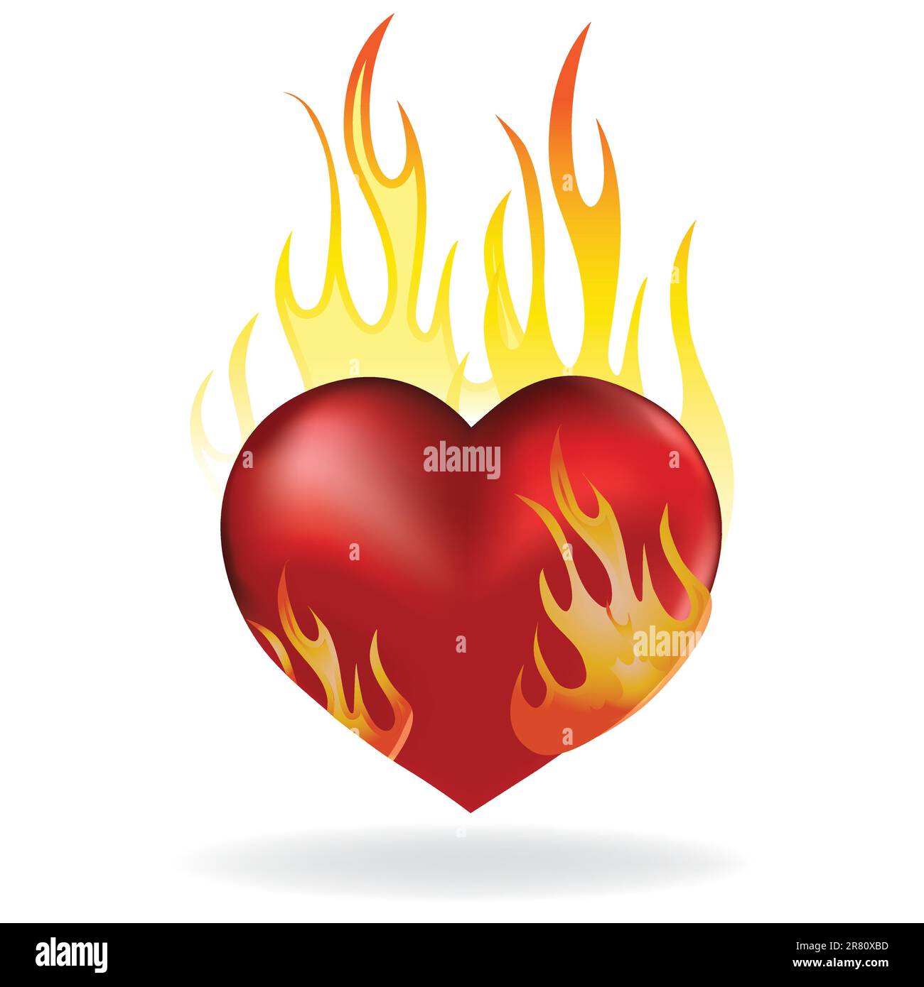 Heart love in fire icon representing passion and emotional alchemy