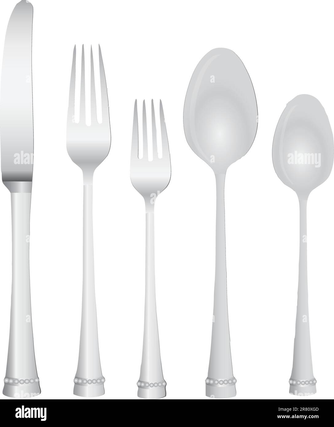 Cutlery Serving Knife two forks and two spoons. Vector illustration