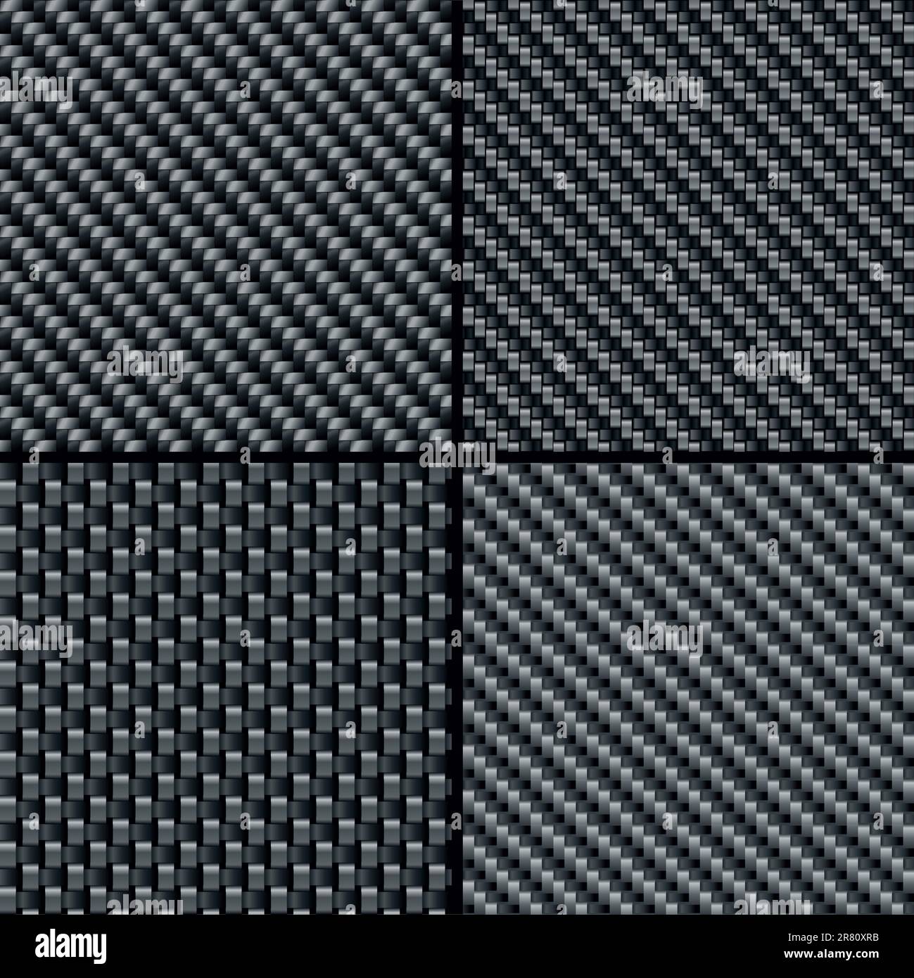 Set of four carbon fiber seamless patterns. Vector Illustration Stock
