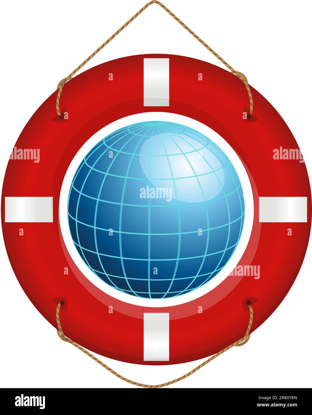 Blue earth and lifesaver. Also available as a Vector in Adobe