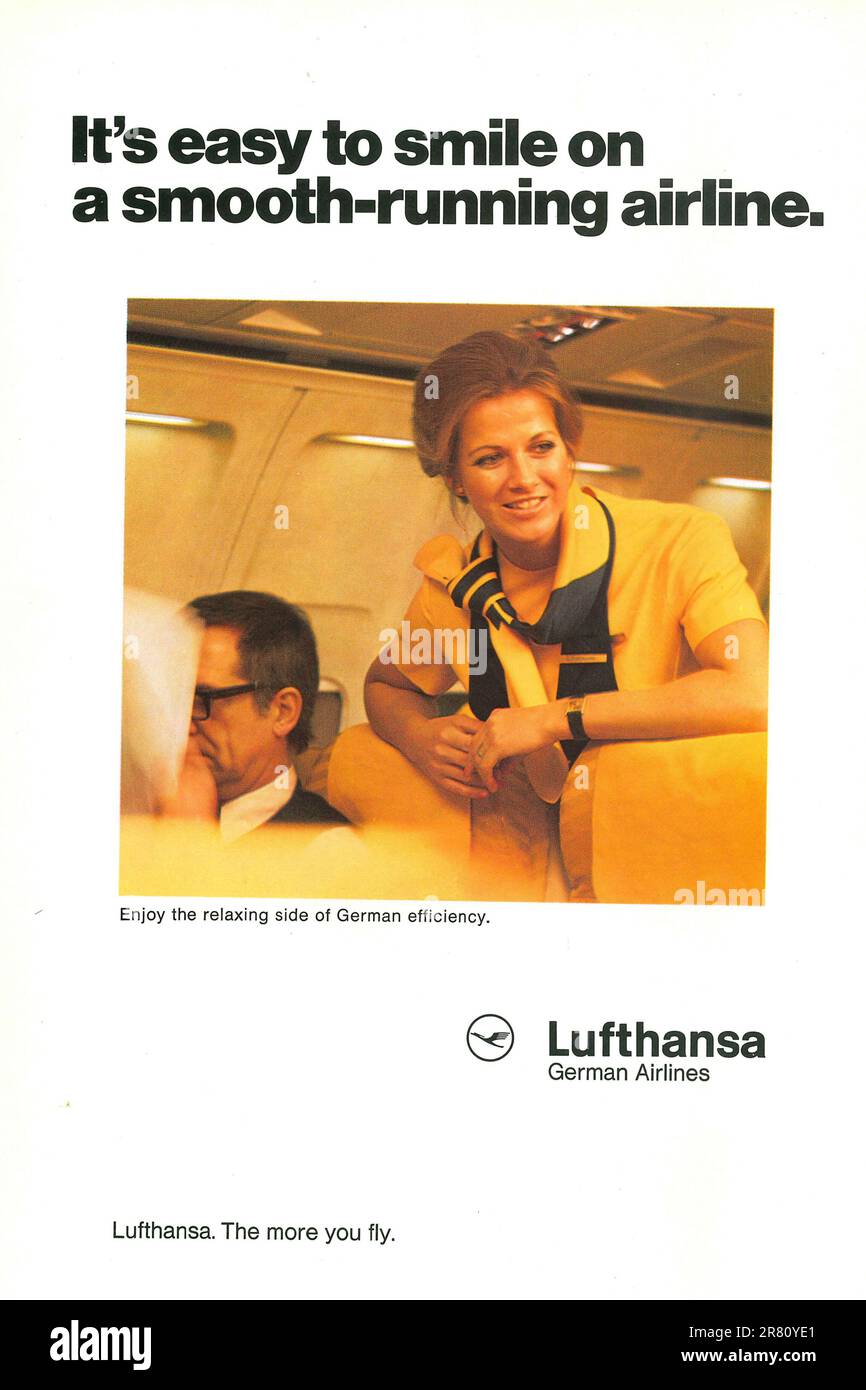 Lufthansa advert in a magazine 1977 Stock Photo