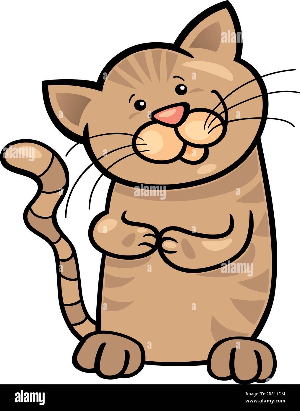 cartoon illustration of cute brown tabby kitten Stock Vector